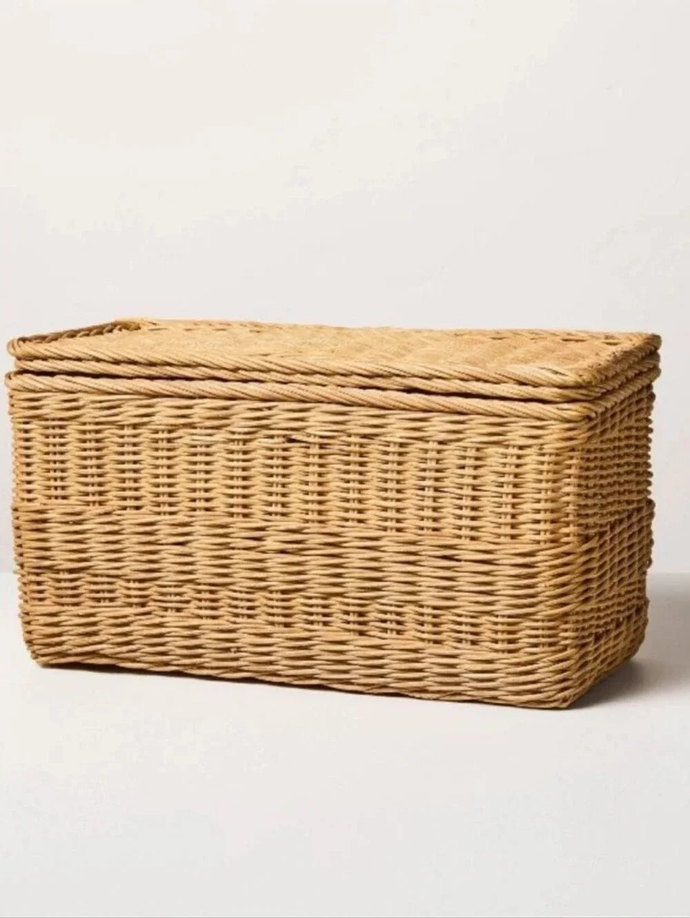 Hearth & Hand w/ Magnolia 8x8x15 Rattan Basket with Lid Lidded Medium